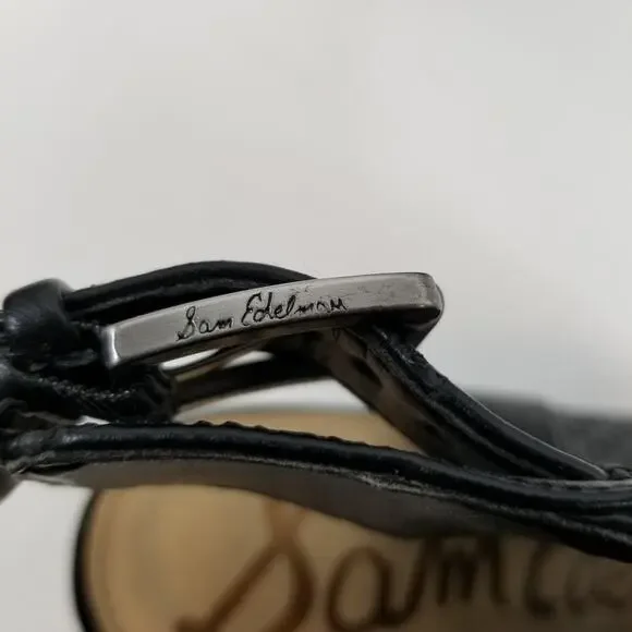 Sam Edelman Henri Vegan Leather Perforated Peep Toe Stacked Heel Size 7 - Picture 7 of 12